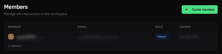 Invite member screen