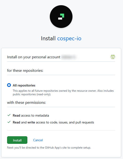 GitHub authorization screen